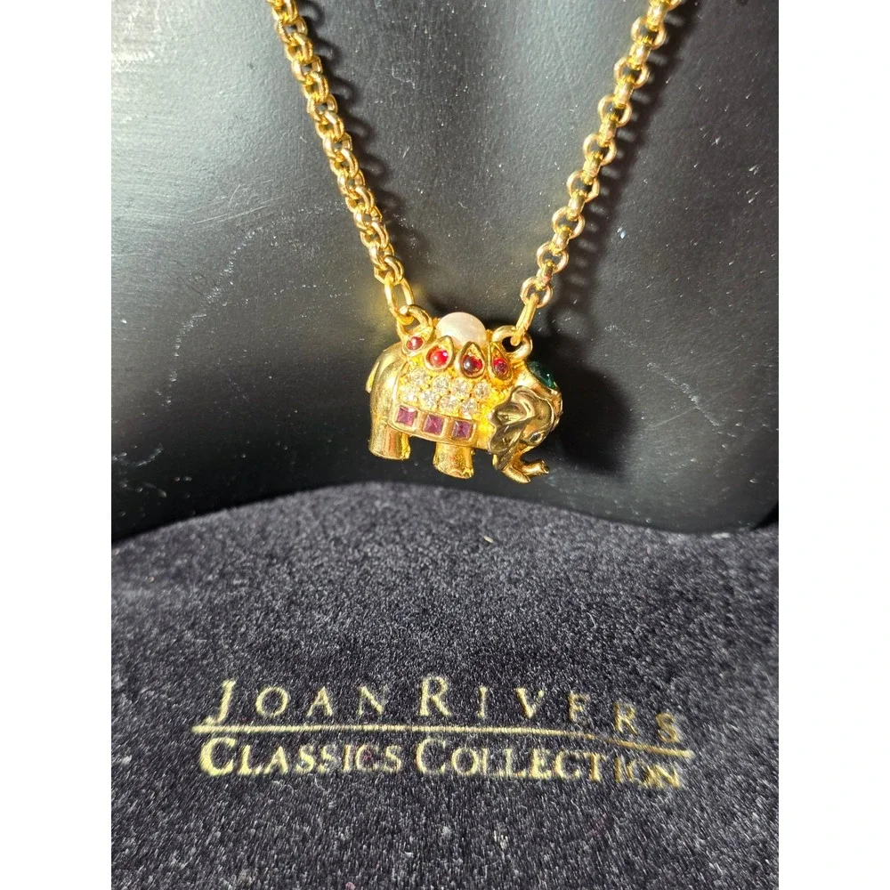 Joan Rivers Jewels of India Elephant Necklace‎ & Avon Earrings Set Vtg
